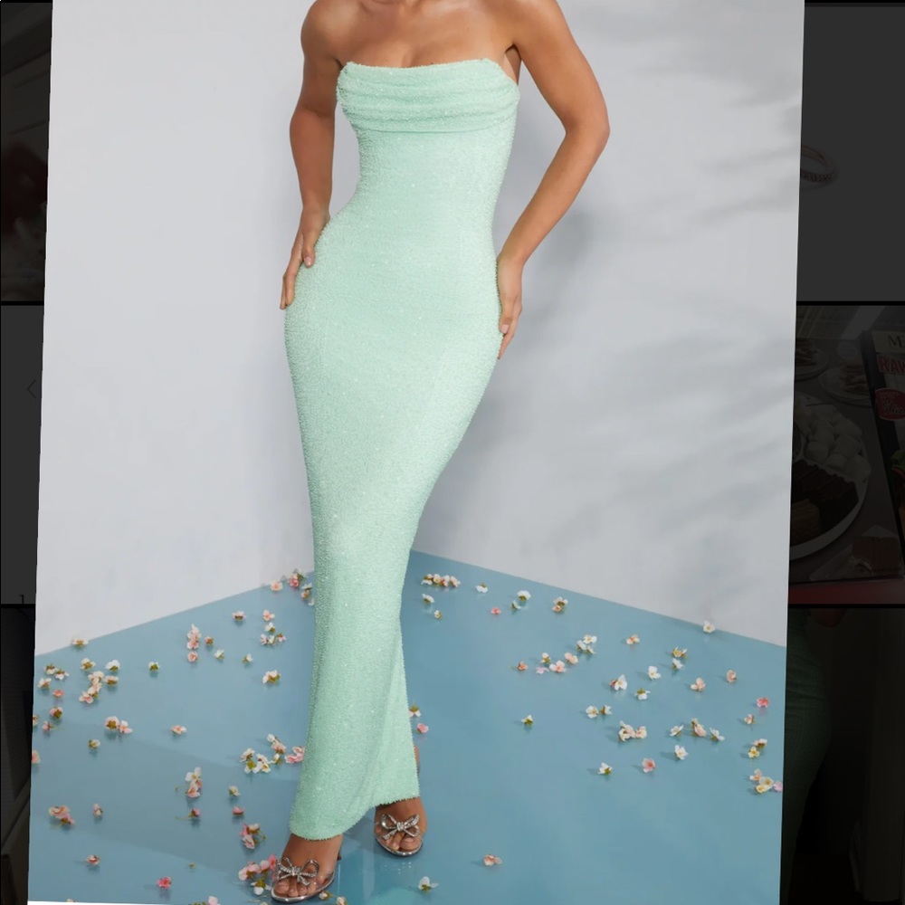Oh Polly pearl gown in Mint